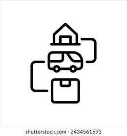 Vector black line icon for supply chain