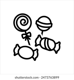 Vector black line icon for sweetness