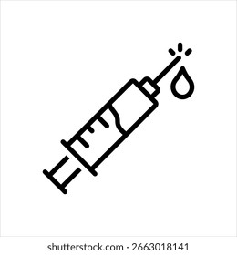 Icono de línea negra de Vector para jeringa