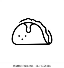 Vector black line icon for taco