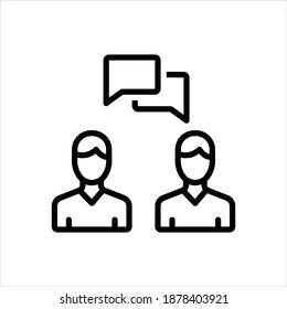 Vector black line icon for talk