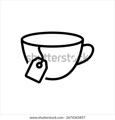Vector black line icon for tea cup
