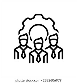 Vector black line icon for team