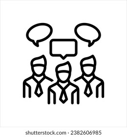 Icono de la línea negra del vector para el chat del equipo