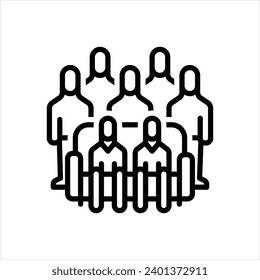 Vector black line icon for team