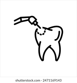 Icono de línea negra de Vector para el relleno de dientes