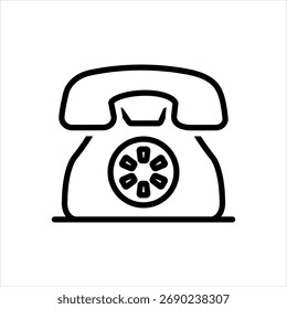 Vector black line icon for telephone