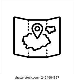 Vector black line icon for territory