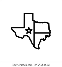 Vector black line icon for texas