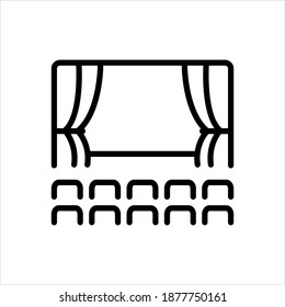 Icono de línea negra del vector para el teatro