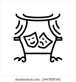 Vector black line icon for theatre 