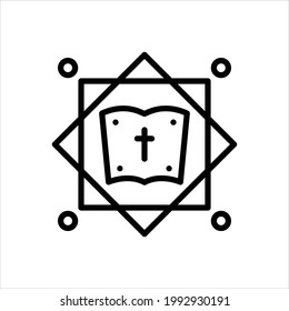 Vector Black Line Icon For Theology