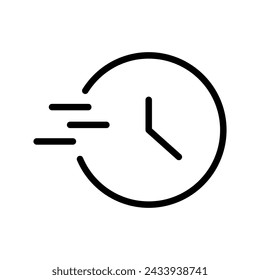 Vector black line icon time is running out isolated on white background