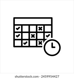 Vector black line icon for timesheet