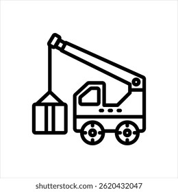 Vector black line icon for travel hoist