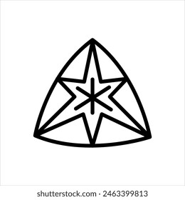 Vector black line icon for trilliant diamond