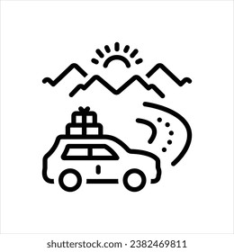 Icono de línea negra del vector para el viaje