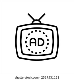 Icono de línea negra de Vector para campañas de televisión