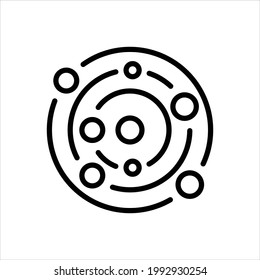 Vector black line icon for universe