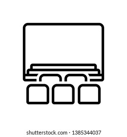 Vector black line icon for university forum