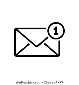 Vector black line icon for Unread mail