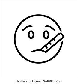 Icono de línea negra de Vector para la cara enferma
