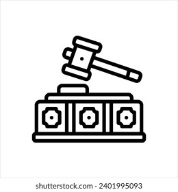 Vector black line icon for verdict