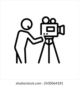 Vector black line icon for videography
