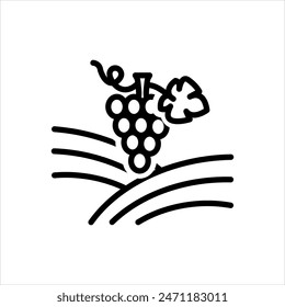Vector black line icon for vineyards
