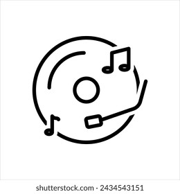 Vector black line icon for vinyl 