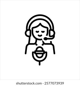 Vector black line icon for voice casting