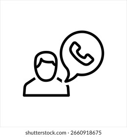 Icono de línea negra de Vector para llamada de voz