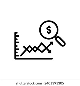 Vektorschwarze Linie Symbol für Volatilität
