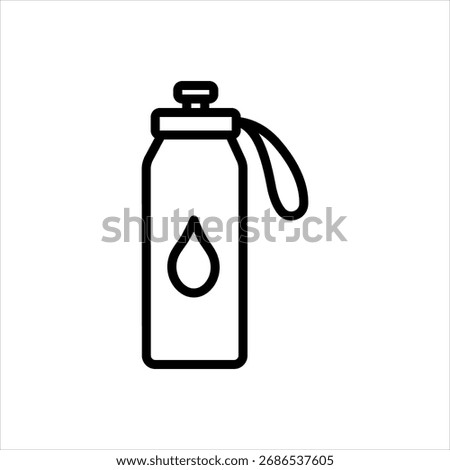 Vector black line icon for water bottle