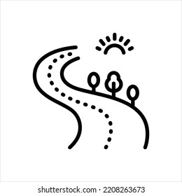 Vector black line icon for way