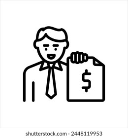 Vector black line icon for wealth advisor
