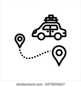 Vector black line icon for week long trip