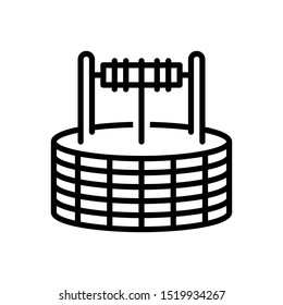 Vector black line icon for well