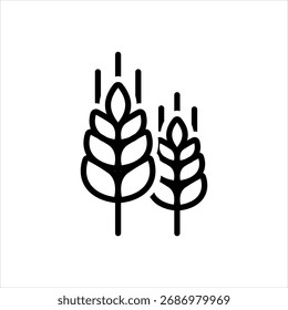 Vector black line icon for wheat