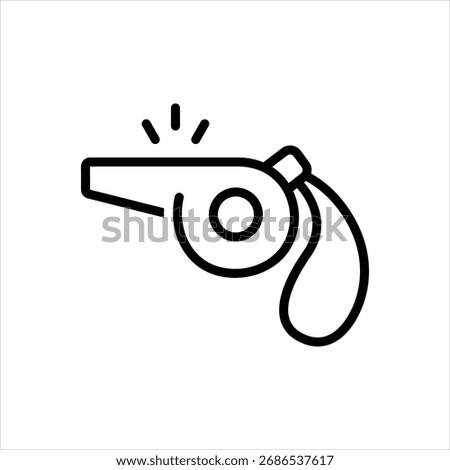Vector black line icon for whistle