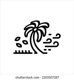Vector black line icon for winds