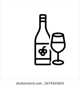 Icono de línea negra de Vector para copa de vino 