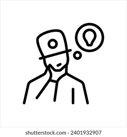 Vector black line icon for wondering
