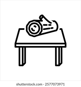 Vector black line icon for wooden item