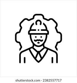 Vector black line icon for worker