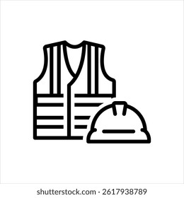 Vector black line icon for worker safety