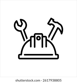 Vektor schwarze Linie Symbol für Arbeitshelm