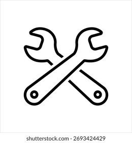 Vector de línea negra icono para llave inglesa