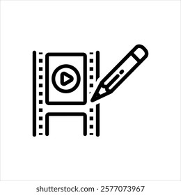 Vector black line icon for writer