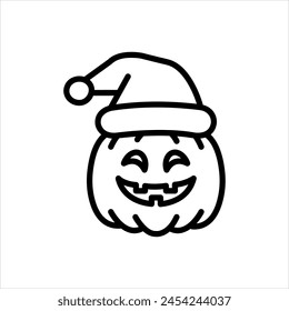 Vector black line icons for christmas pumpkin